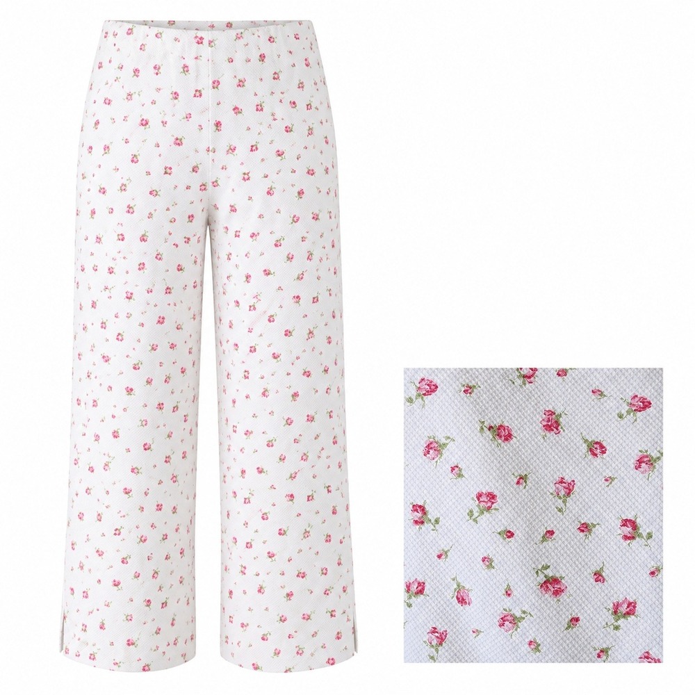Lauren Ralph Lauren Pink White Floral Print Crop Pants Womens Size 8P Coquette‎